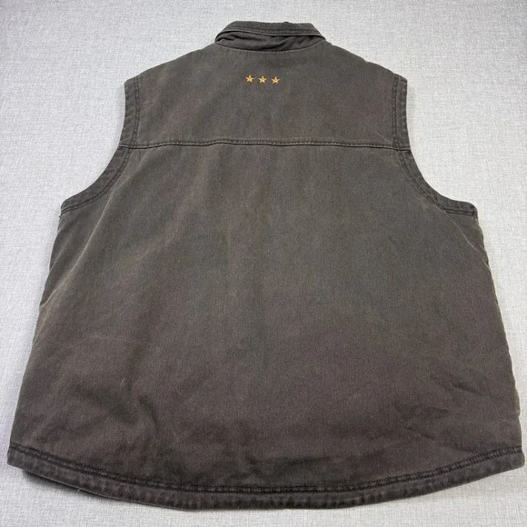 Woolrich Canvas Fleece Lined Vest Mens XL Brown Full Zip Insulated Pockets - Picture 8 of 9